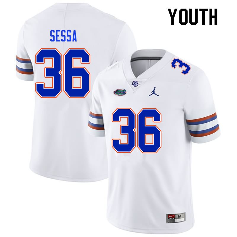 NCAA Florida Gators Zack Sessa Youth #36 Nike White Stitched Authentic College Football Jersey TUL0064BZ